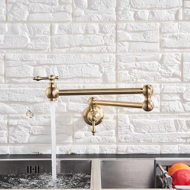 Brushed Gold Faucet Wall Mount Bathroom Basin Faucet
