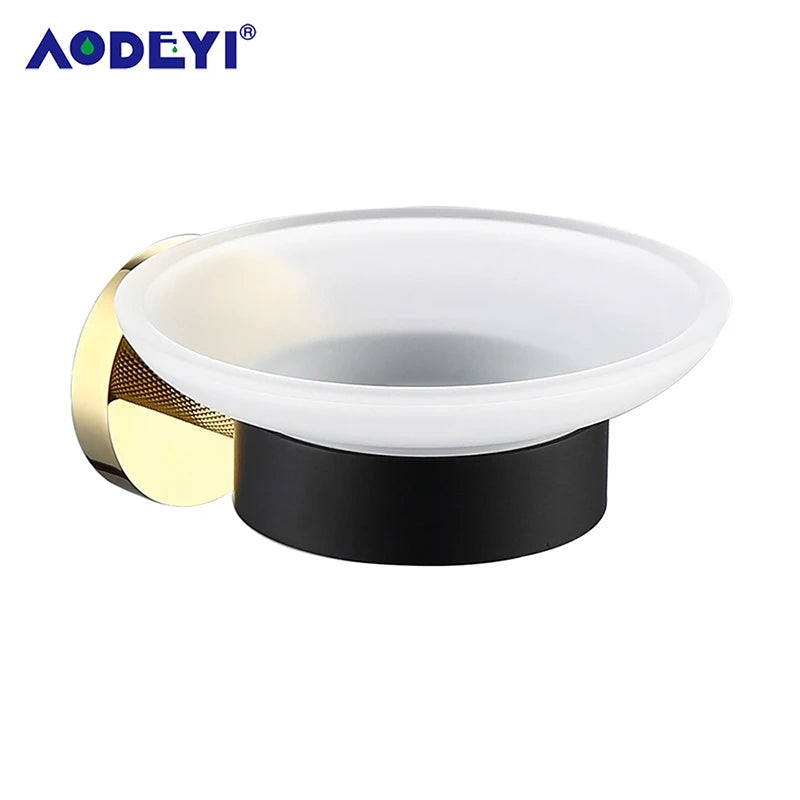 Bathroom Hardware Black Robe Hook Gold Towel Rail