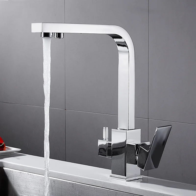 Contemporary Brass Matte Black Square 3-Way Purified Sink