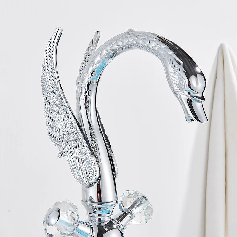Rozin Luxury Golden Basin Faucet Golden Swan Shape