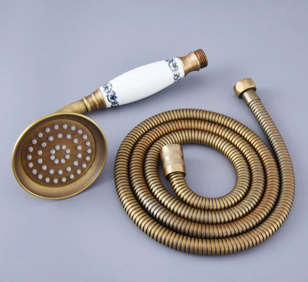 Antique Brass Ceramics Telephone Hand Held Shower Head