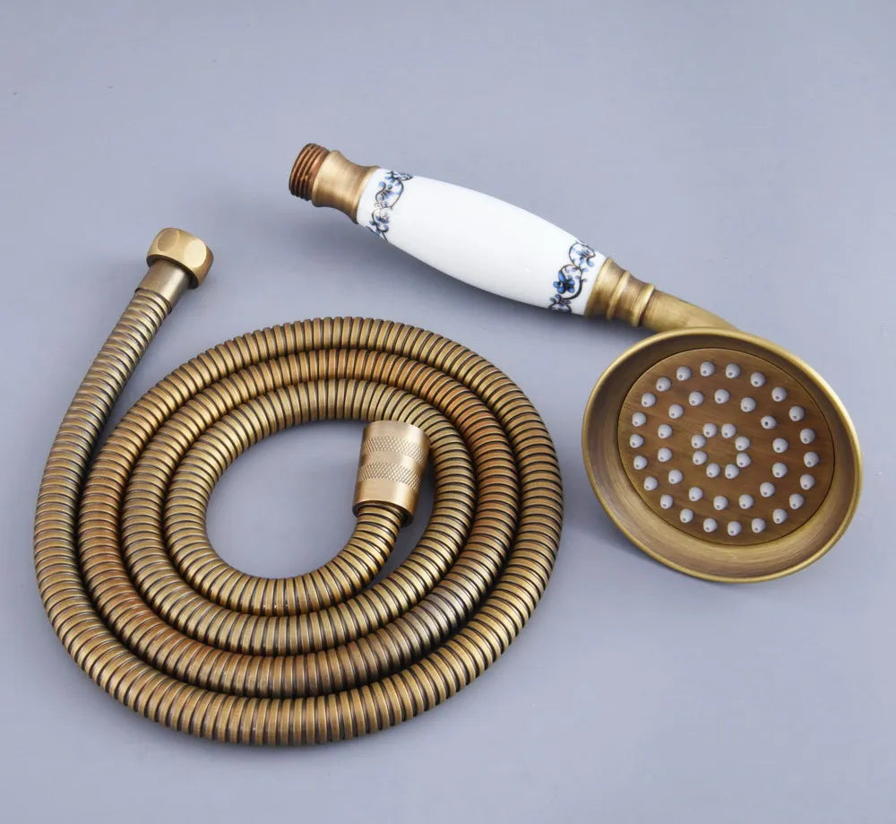 Antique Brass Ceramics Telephone Hand Held Shower Head