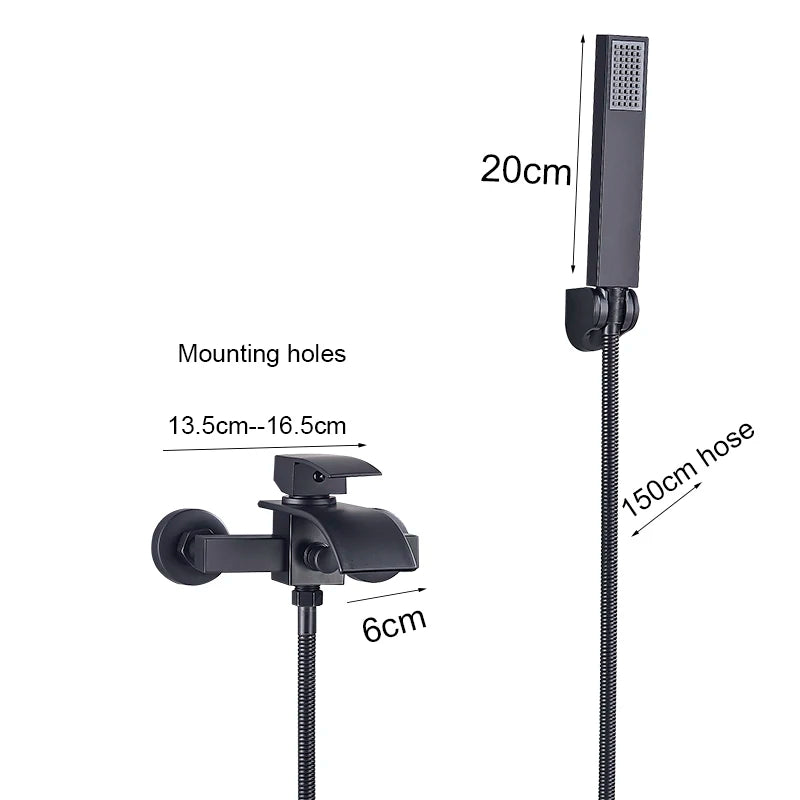 Myqualife Matte Black Bathroom Faucet Function Bathtub Facuet