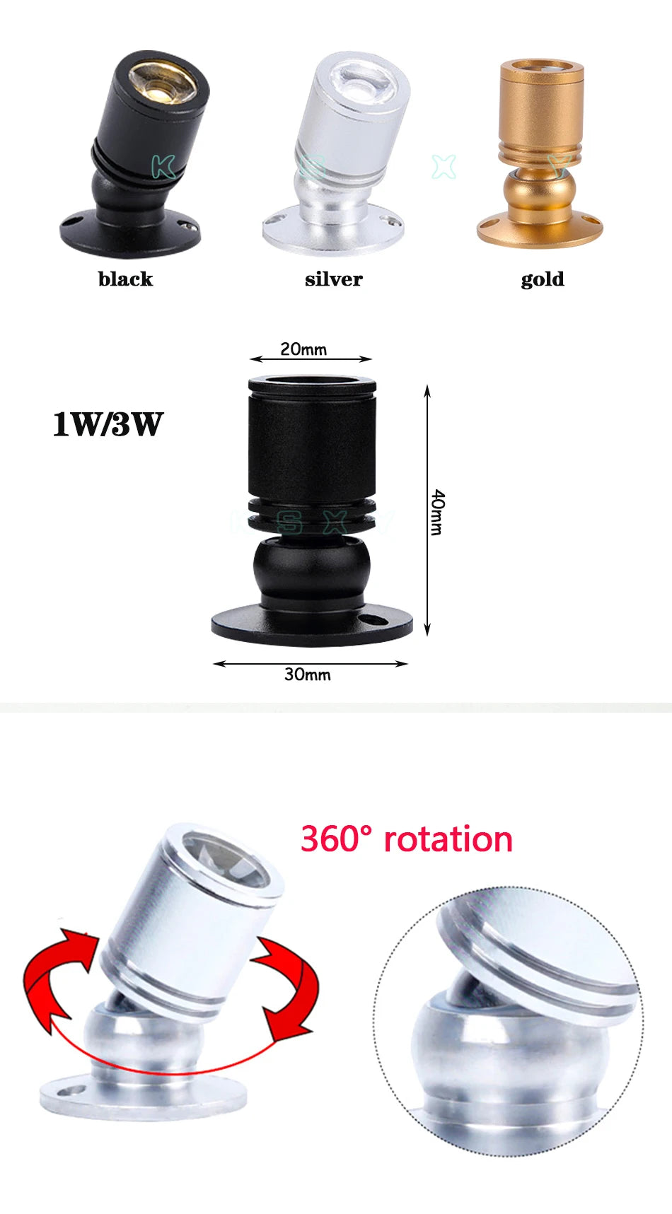 3w Led Recessed Cabinet Mini Spot Light 110v