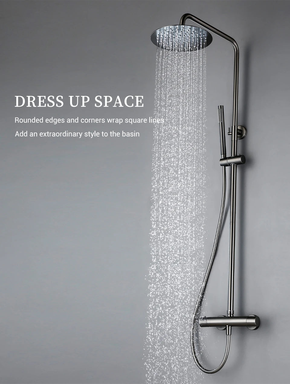 Wall-Mounted Thermostatic Valve System Bagnolux Brushed Gray