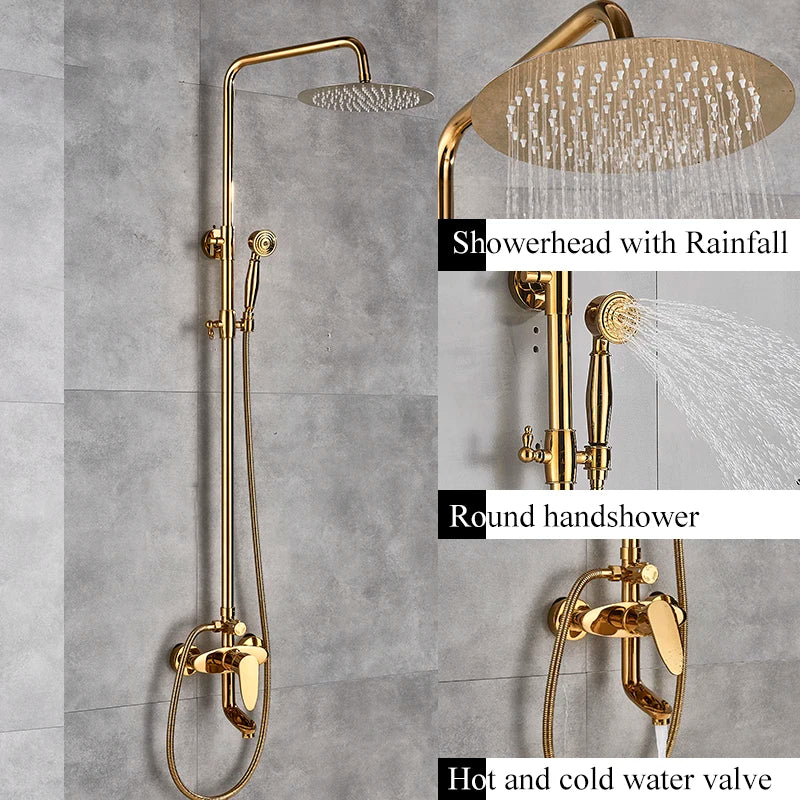 Shbshaimy Antique Brass Bathroom Shower Wall Mounted Rainfall