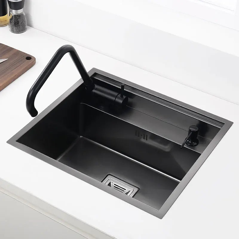 Black Hidden Black Sink Bowl Bar Stainless Steel