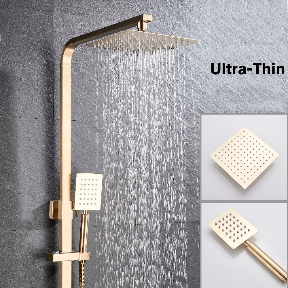 Brushed Gold Bathroom Shower Faucet Brass Bath Faucet