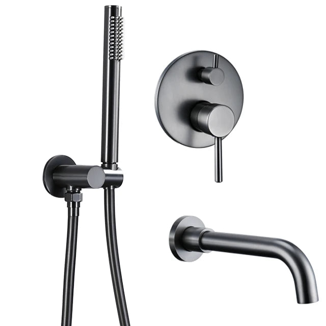 Bathtub Mixer Tap Shower Cold Bathroom Faucet Brushed
