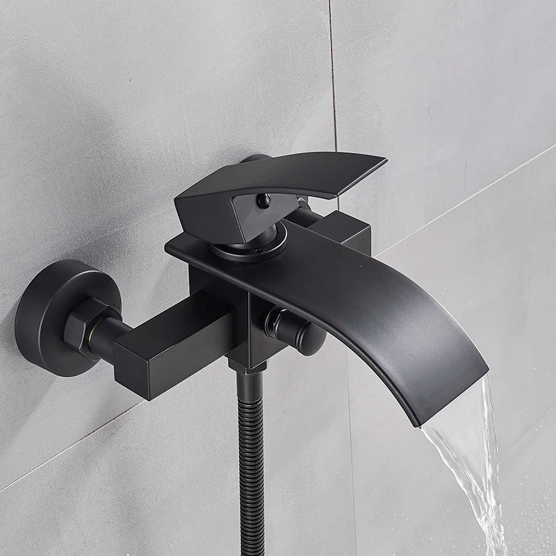 Myqualife Matte Black Bathroom Faucet Function Bathtub Facuet
