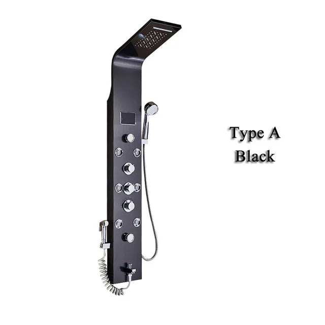 Ulgksd Black/Brushed Bathroom Shower Faucet Led Shower Panel