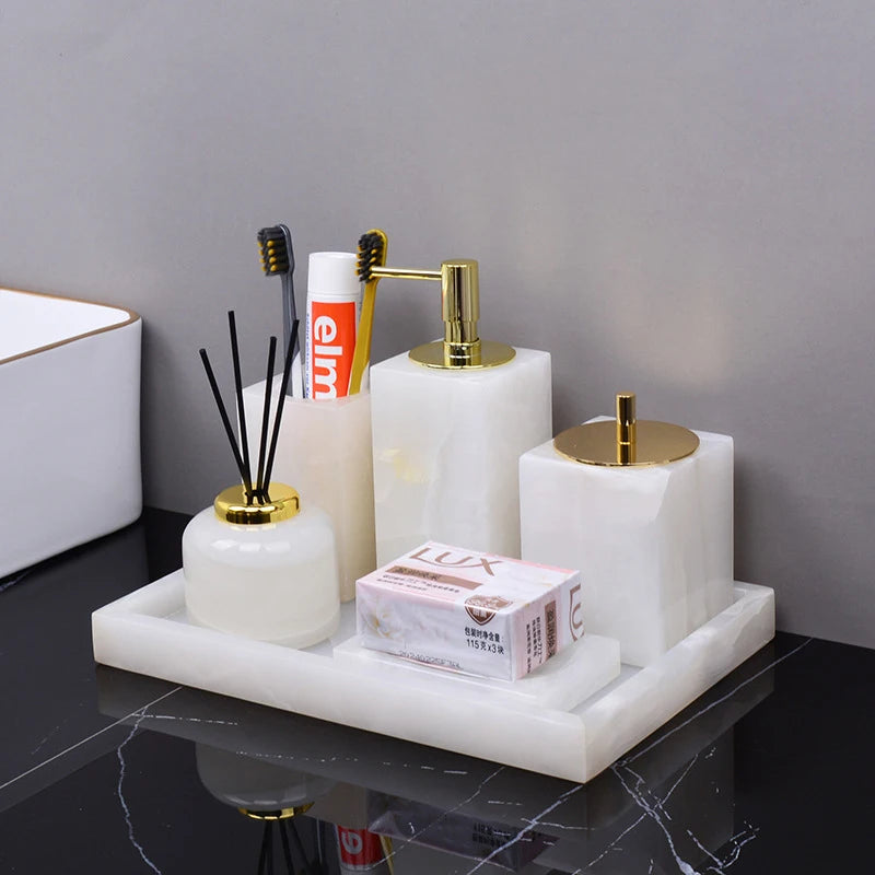 Real Natural Marble Tray Handle Luxury Rectangular Washbasin