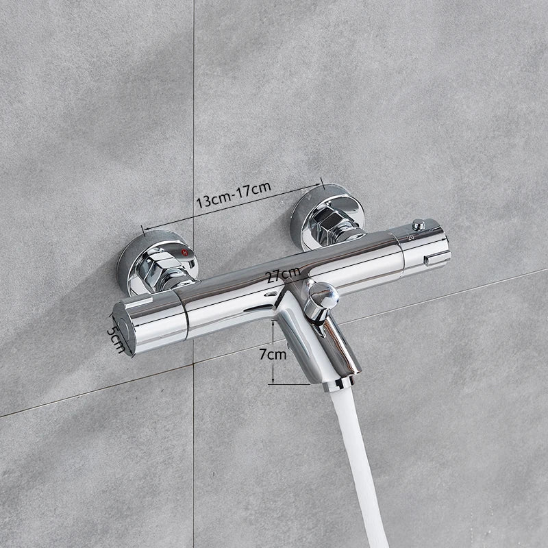 Chrome Thermostatic Shower Mixer Valve Wall Mounted Dual