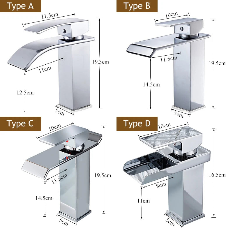 Handle Waterfall Matte Black Bathroom Basin Faucet Waterfall