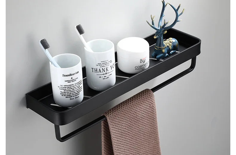 Black / White Bathroom Shelf Shampoo Holder Storage