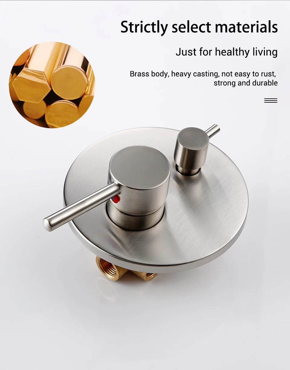 Brushed Stainless Steel Brass Built Installation Rain Shower