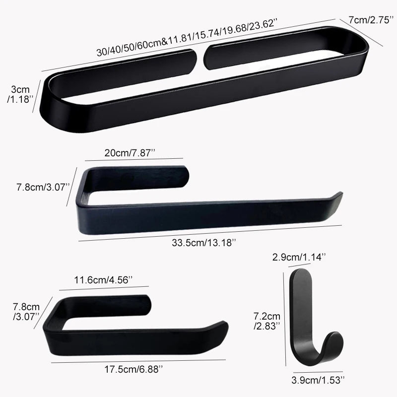 30-50cm Black Bath Towel Holder Bathroom Towel Rack