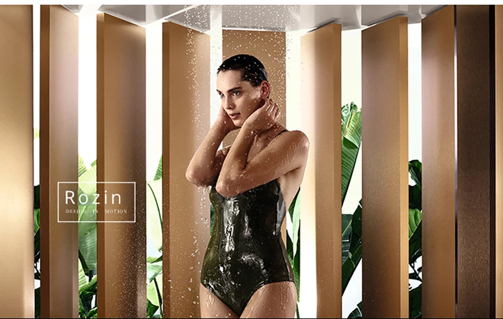 Rozin Gold Bathroom Shower Faucet Wall Mounted Brass