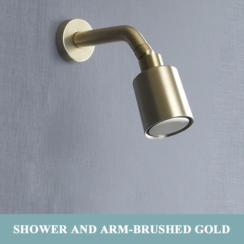 Brushed Gold Bathroom Shower Rainfall Shower Head Handle