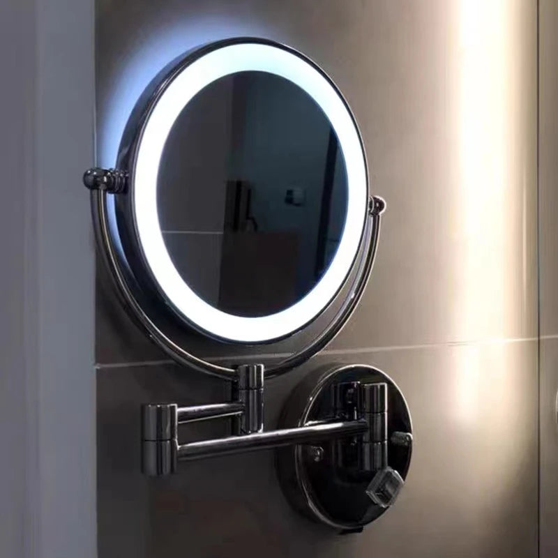 Silver Brass Dual Side Led Light Bathroom Mirror