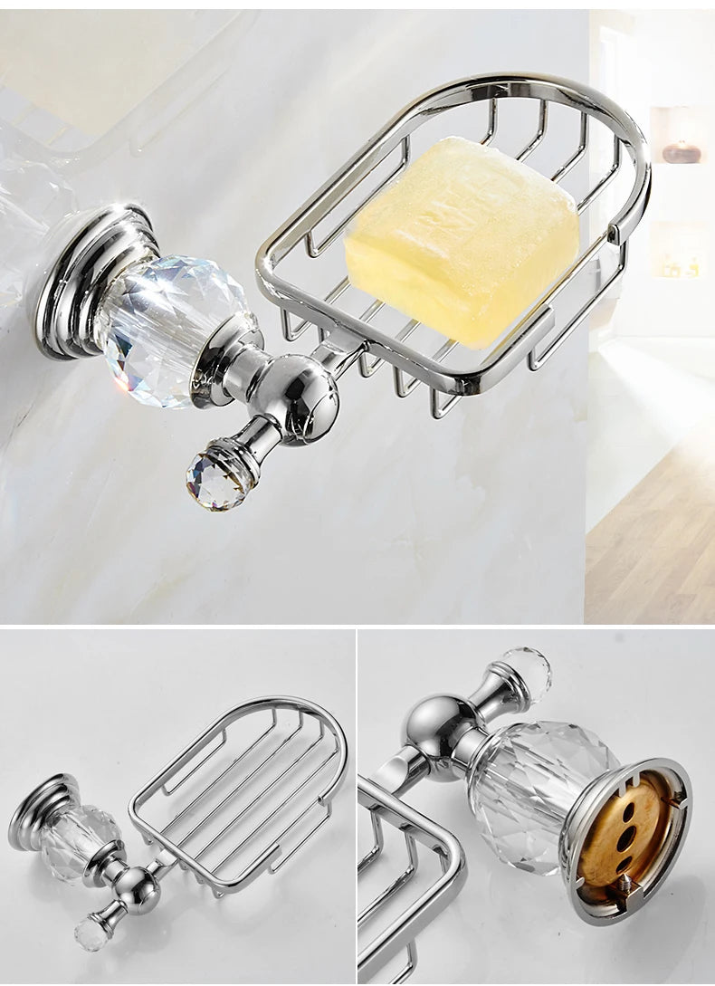 Bathroom Hardware Crystal Bath Towel Shelf Toilet Paper