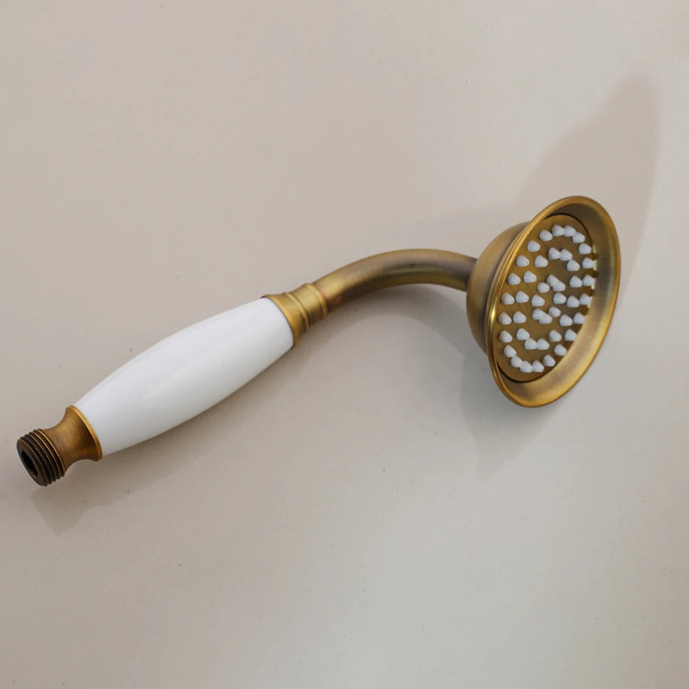 Antique Brass Bathroom Hand Shower Head Inch Round