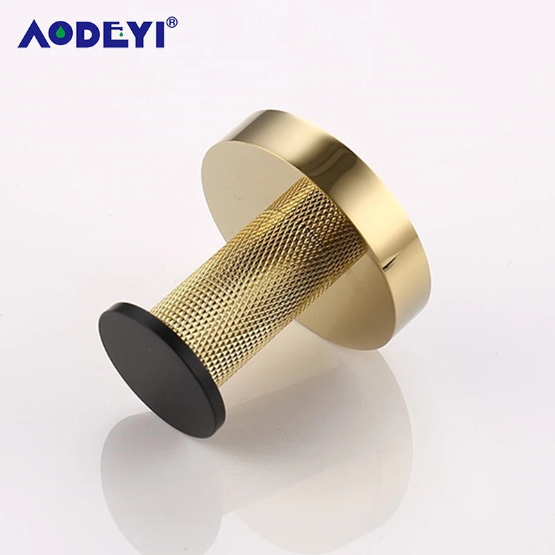 Bathroom Hardware Black Robe Hook Gold Towel Rail