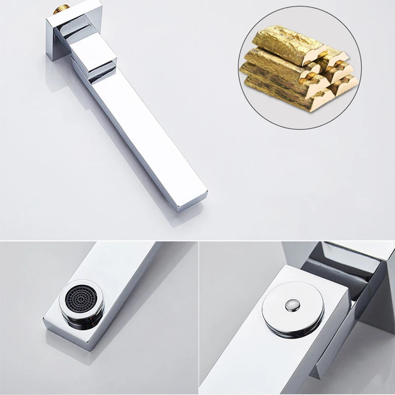 Bathroom Wall Mount Thermostatic Rainfall Shower Faucet Chrome