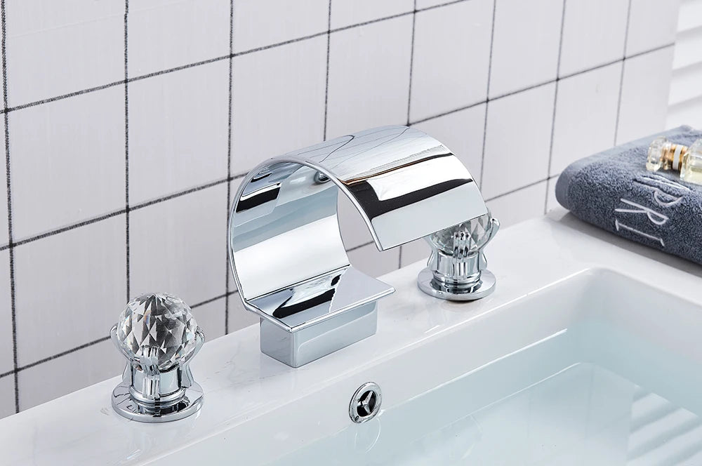 Wanmivezlo Waterfall Bathroom Basin Faucet Deck Mounted Cold