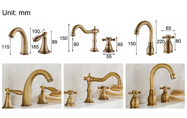 Ellen Antique Bronze Bath Sink Faucet Double Handle