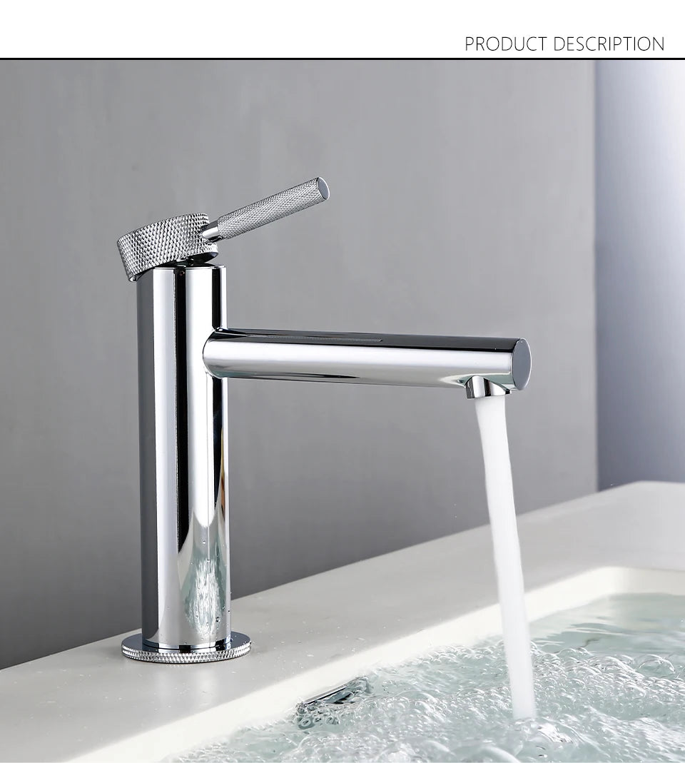 Solid Brass Gold Basin Faucet Hole Handle Cold