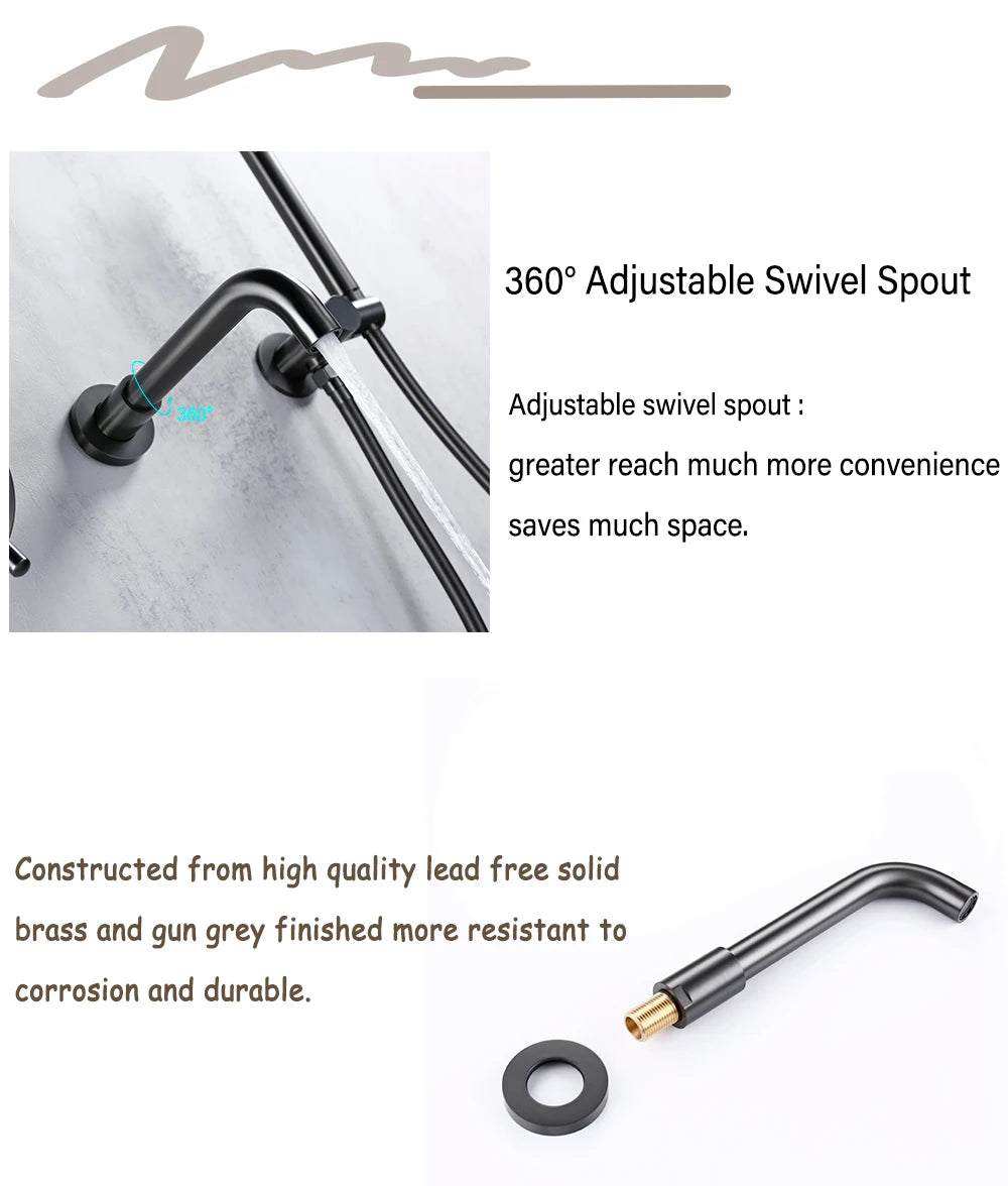 Bathtub Mixer Tap Shower Cold Bathroom Faucet Brushed