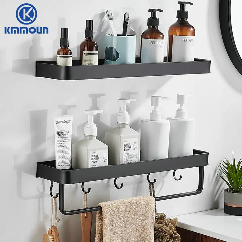 Black / White Bathroom Shelf Shampoo Holder Storage