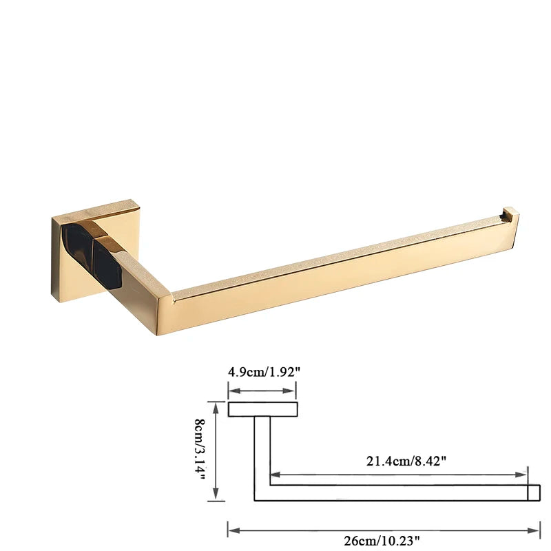 Bathroom Hardware Gold Bathrobe Hook Towel Rail Bar
