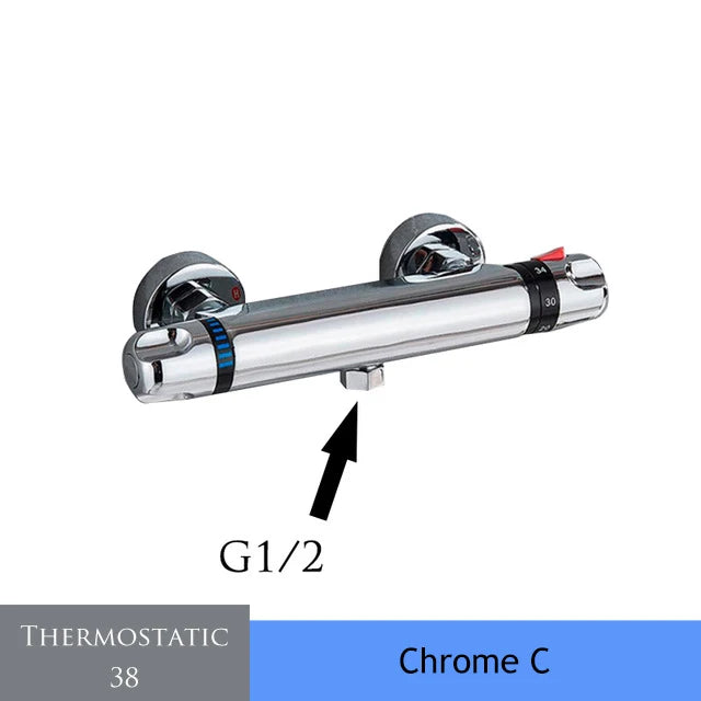 Chrome Thermostatic Shower Mixer Valve Wall Mounted Dual