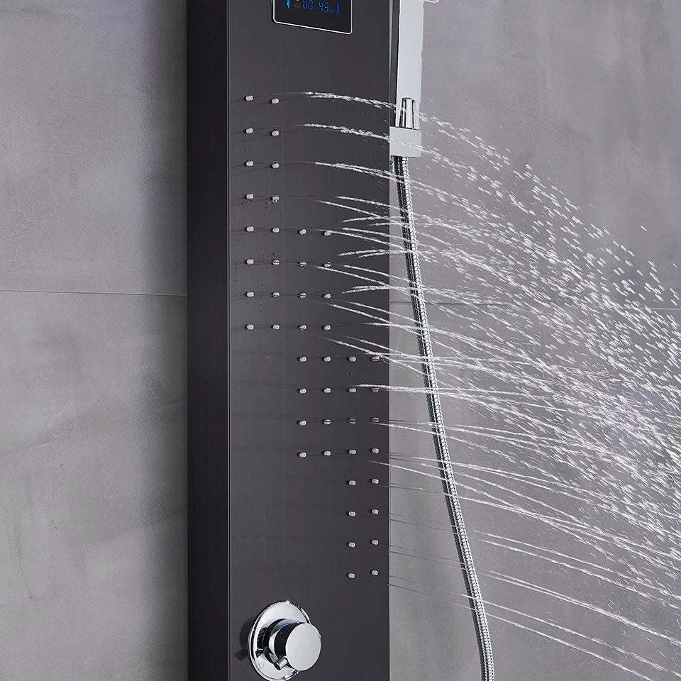 Black/Brushed Bathroom Shower Faucet Led Rainfall Head Shower