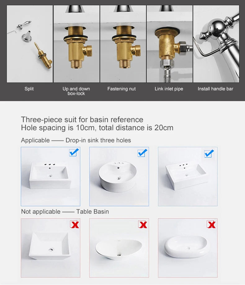 Ellen Antique Bronze Bath Sink Faucet Double Handle