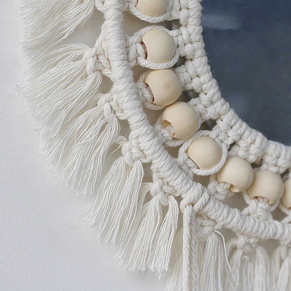 Boho Decorative Mirrors Macrame Round Mirror Aesthetic Room