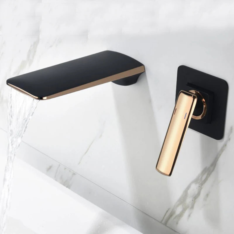 Black Rose Gold Wall Mounted Bathroom Basin Sink