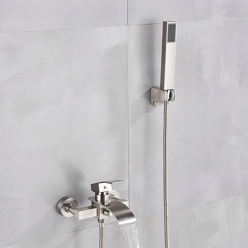 Myqualife Matte Black Bathroom Faucet Function Bathtub Facuet