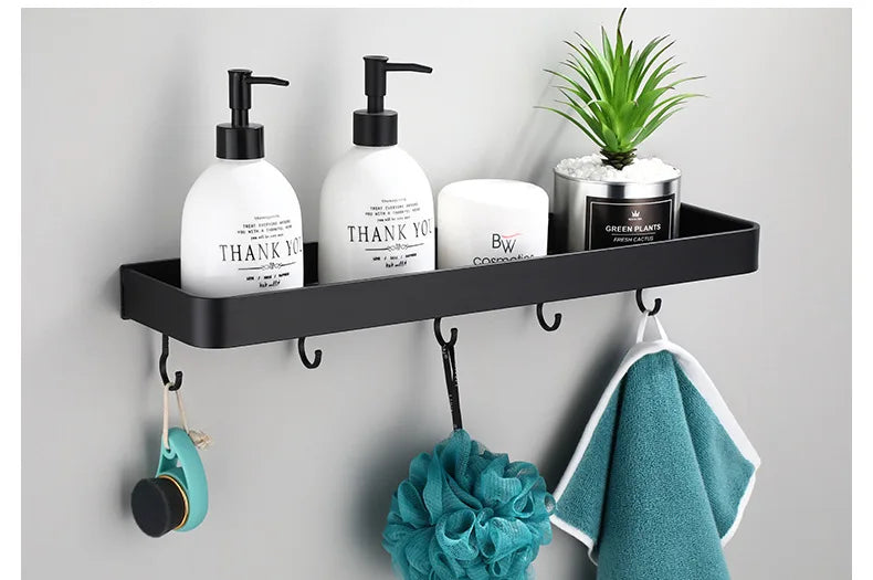 Black / White Bathroom Shelf Shampoo Holder Storage