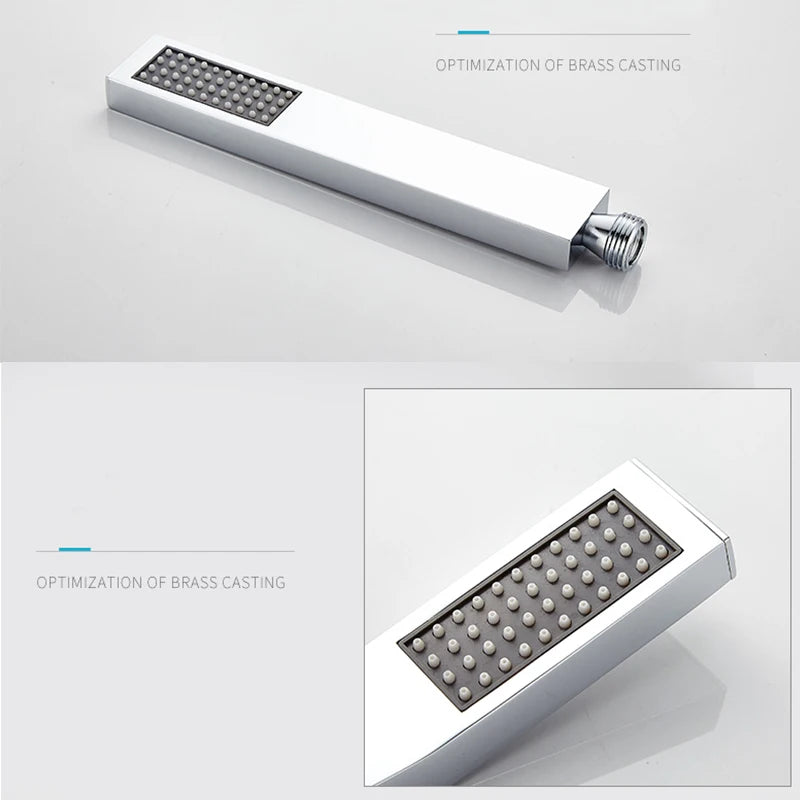 Bathroom Wall Mount Thermostatic Rainfall Shower Faucet Chrome
