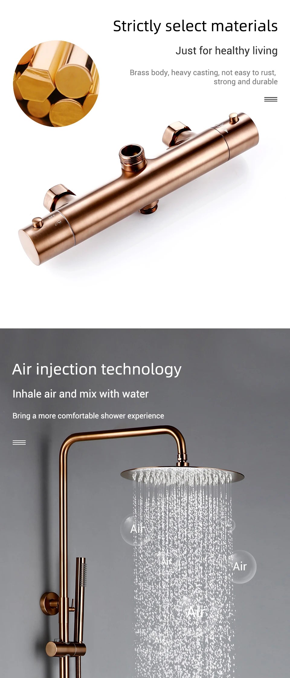 Thermostat Mixer Shower Wall Mount Bathroom Faucet Diverter
