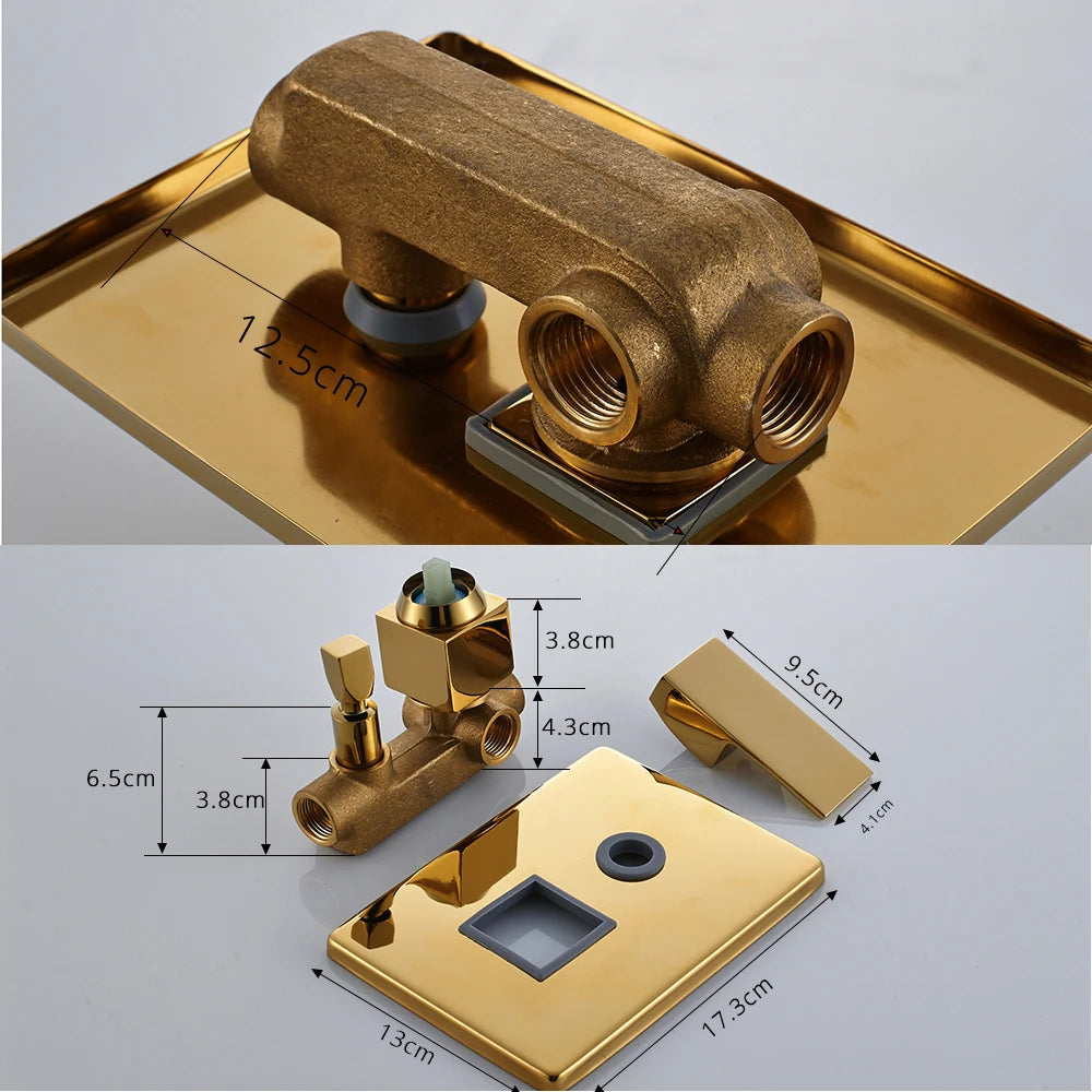 Rozin Golden Shower 8/10/12 Square Rainfall Shower Faucet