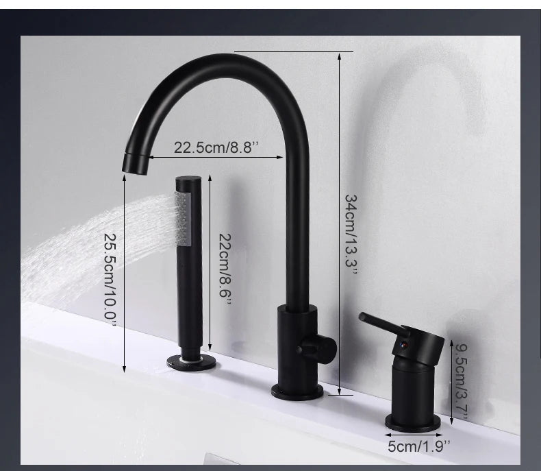 Ellen Bathtub Faucets Holes Black Cold Bath Shower