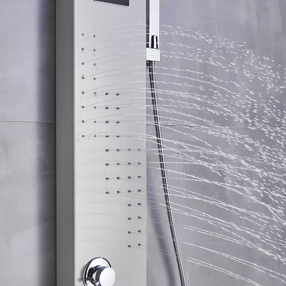 Black/Brushed Bathroom Shower Faucet Led Rainfall Head Shower
