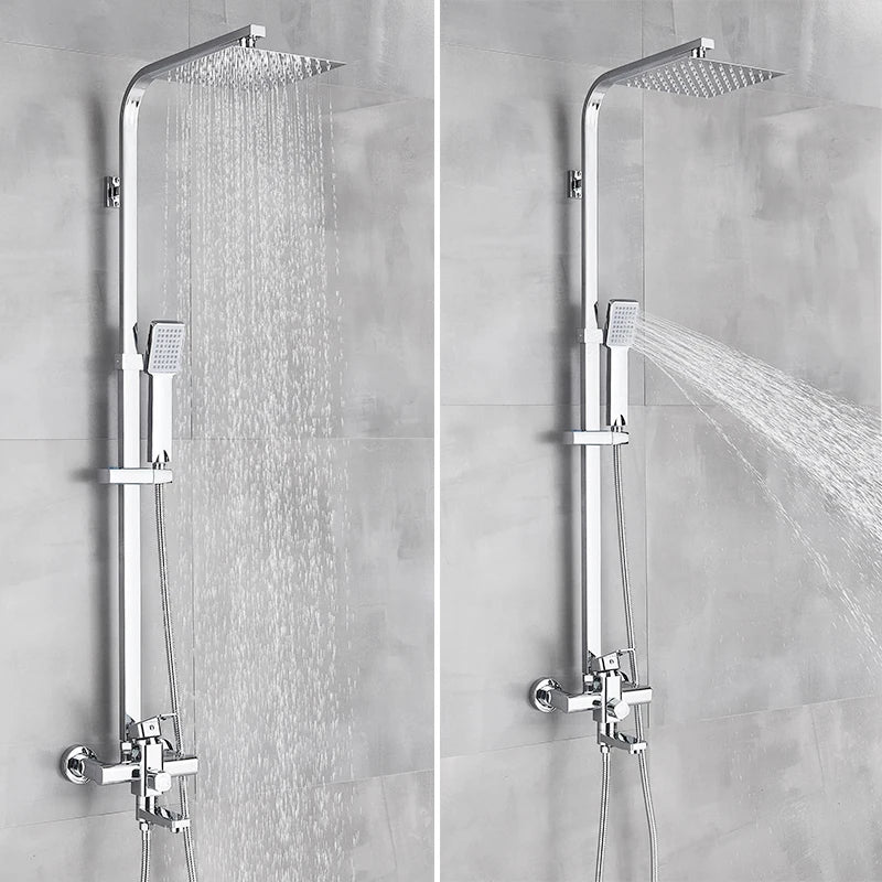 Rozin Chrome Shower Faucet Wall Mounted Bathroom Rainfall