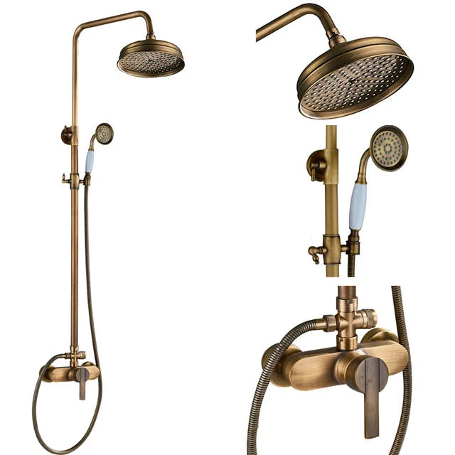 Shbshaimy Antique Brass Bathroom Shower Wall Mounted Rainfall
