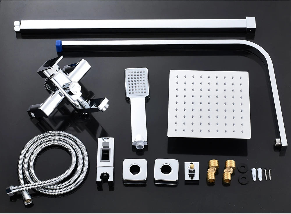Rozin Chrome Shower Faucet Wall Mounted Bathroom Rainfall