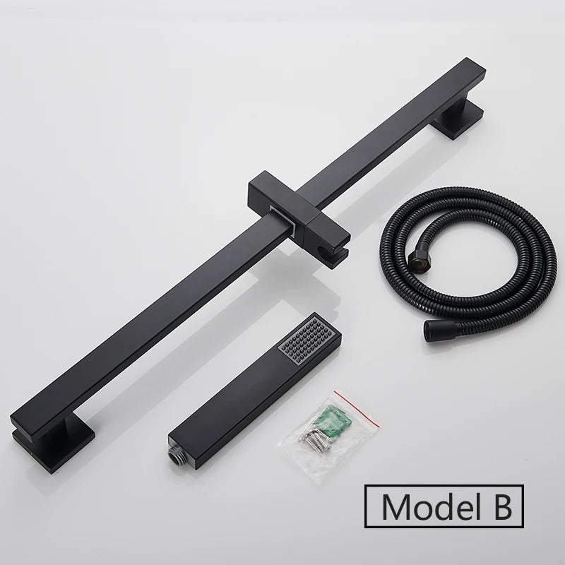 Rozin Matte Black Thermostatic Shower Faucet Wall Mount